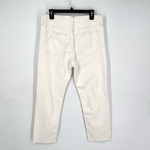 GAP NWT Cheeky Straight High Rise Raw Hem Jeans Distressed Sz 31\12R White - Picture 6 of 12